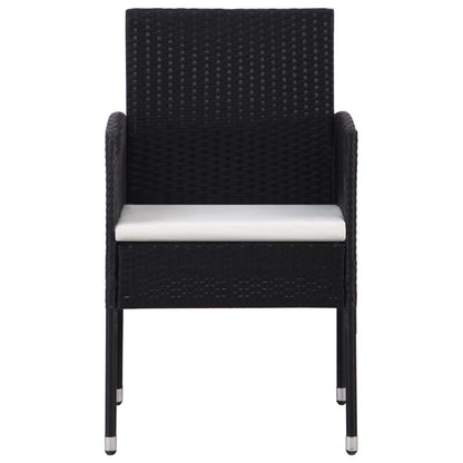 Garden Chairs With Cushions 2 Pcs Black Poly Rattan