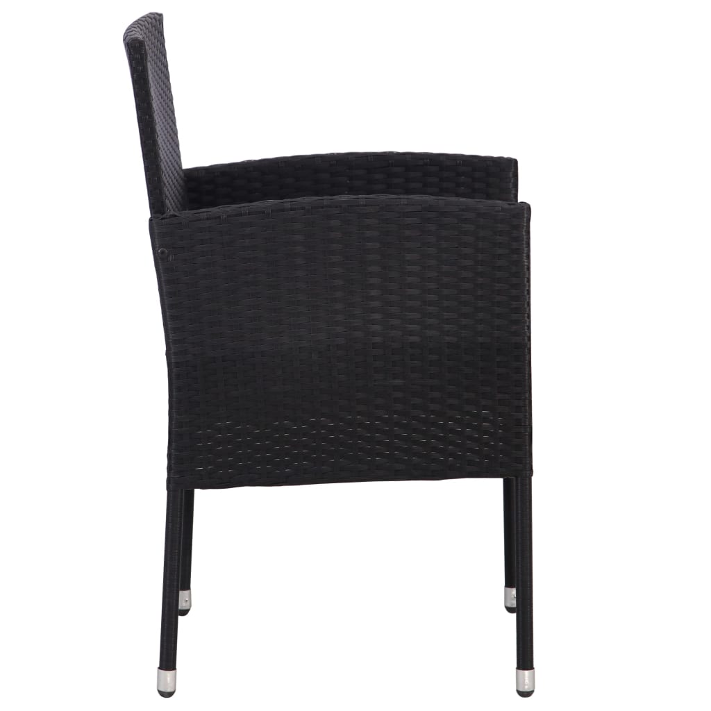 Garden Chairs With Cushions 2 Pcs Black Poly Rattan