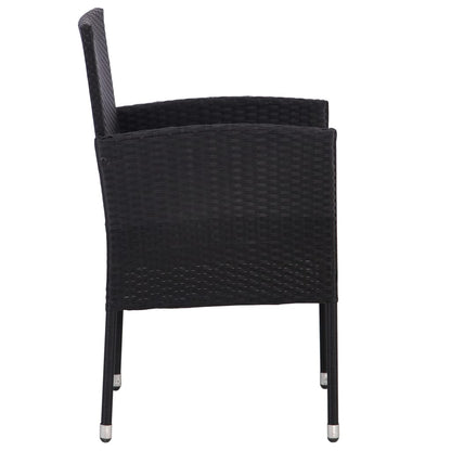 Garden Chairs With Cushions 2 Pcs Black Poly Rattan