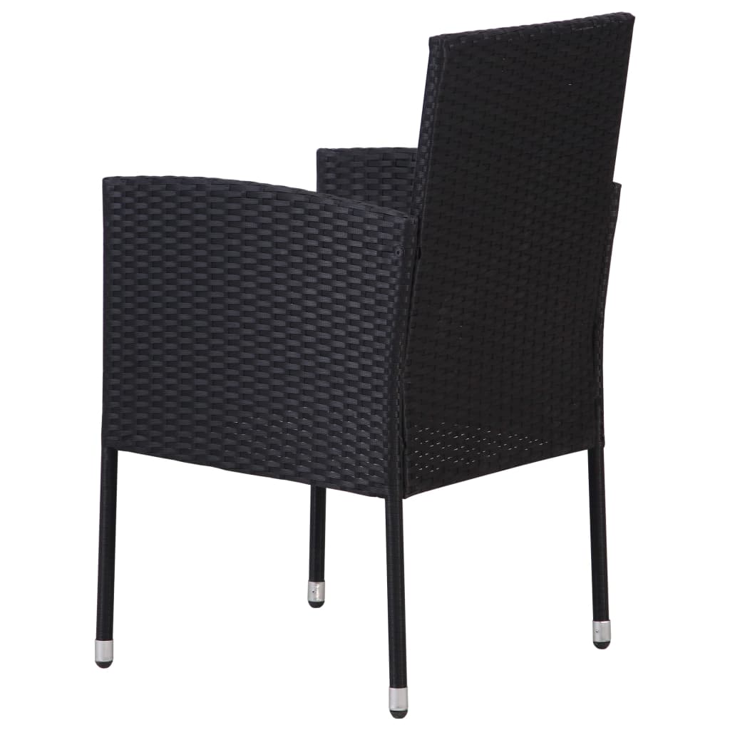 Garden Chairs With Cushions 2 Pcs Black Poly Rattan