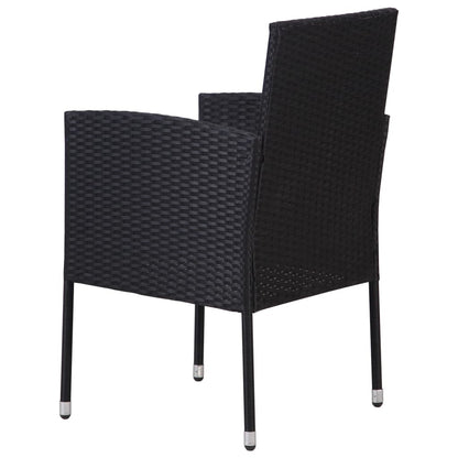 Garden Chairs With Cushions 2 Pcs Black Poly Rattan