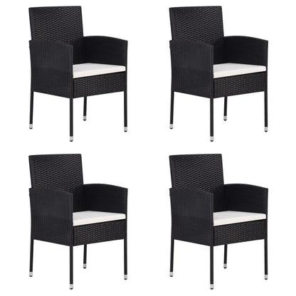 Garden Chairs With Cushions 2 Pcs Black Poly Rattan