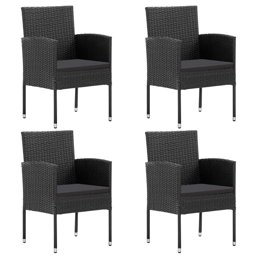 Garden Chairs With Cushions 2 Pcs Black Poly Rattan