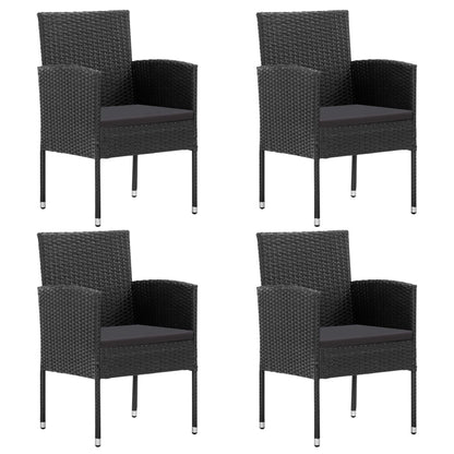 Garden Chairs With Cushions 2 Pcs Black Poly Rattan