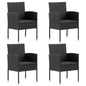 Garden Chairs With Cushions 2 Pcs Black Poly Rattan