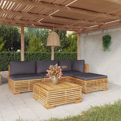 3 Piece Garden Lounge Set With Cushions Solid Wood Teak