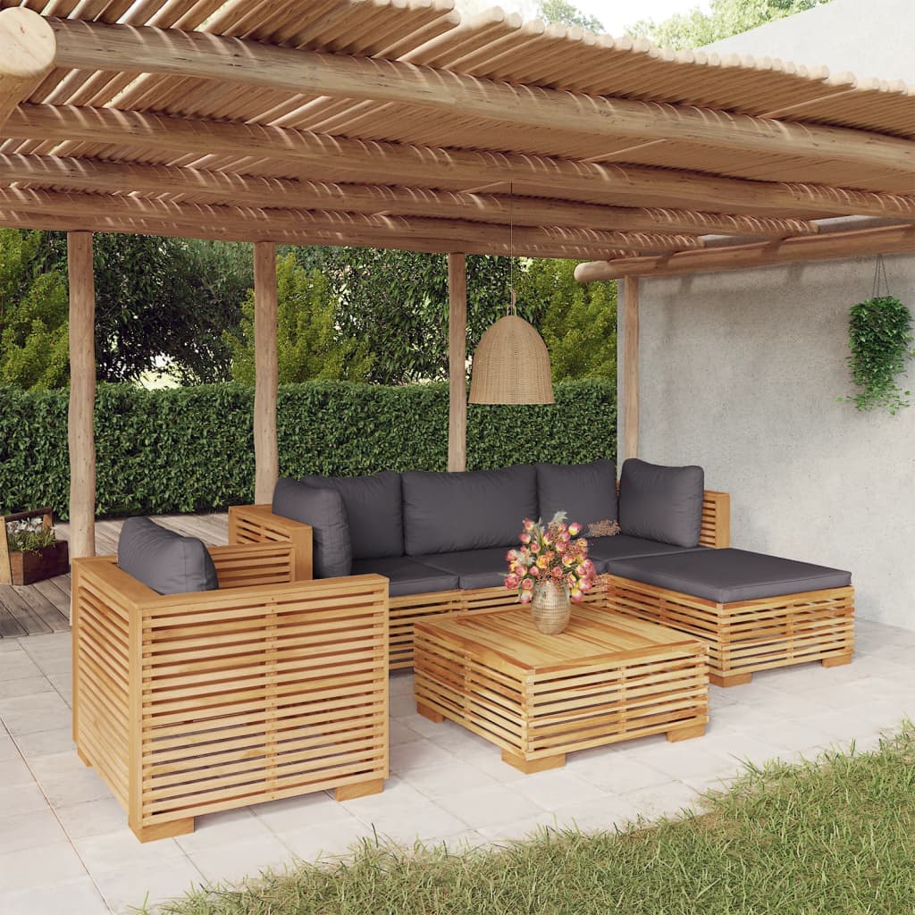 3 Piece Garden Lounge Set With Cushions Solid Wood Teak