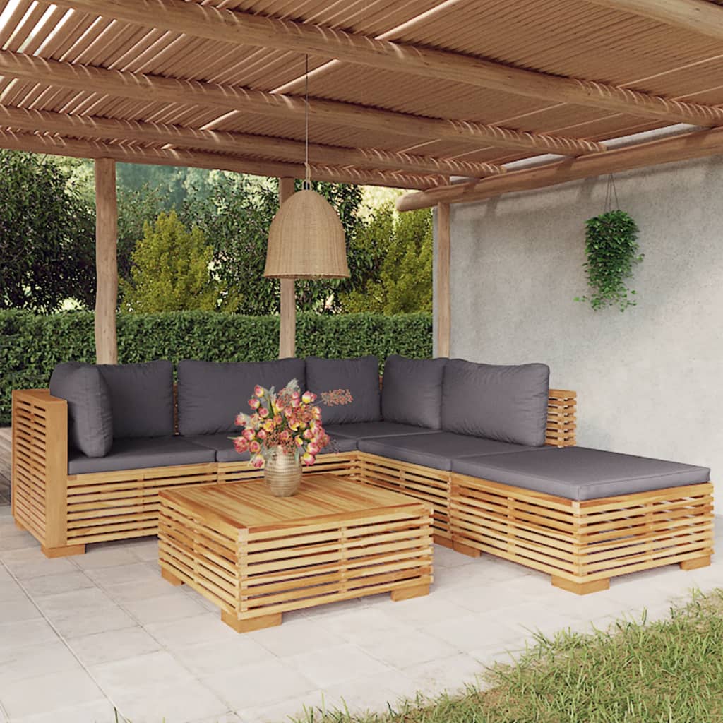3 Piece Garden Lounge Set With Cushions Solid Wood Teak