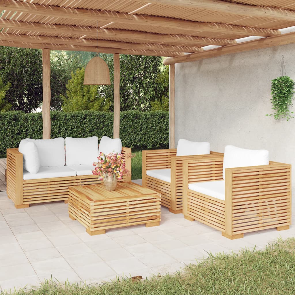 3 Piece Garden Lounge Set With Cushions Solid Wood Teak