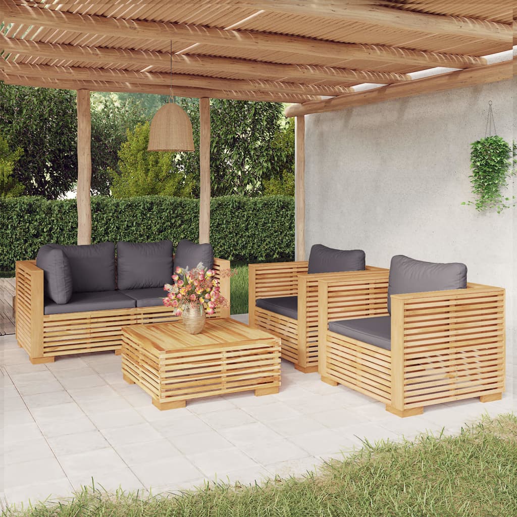 3 Piece Garden Lounge Set With Cushions Solid Wood Teak