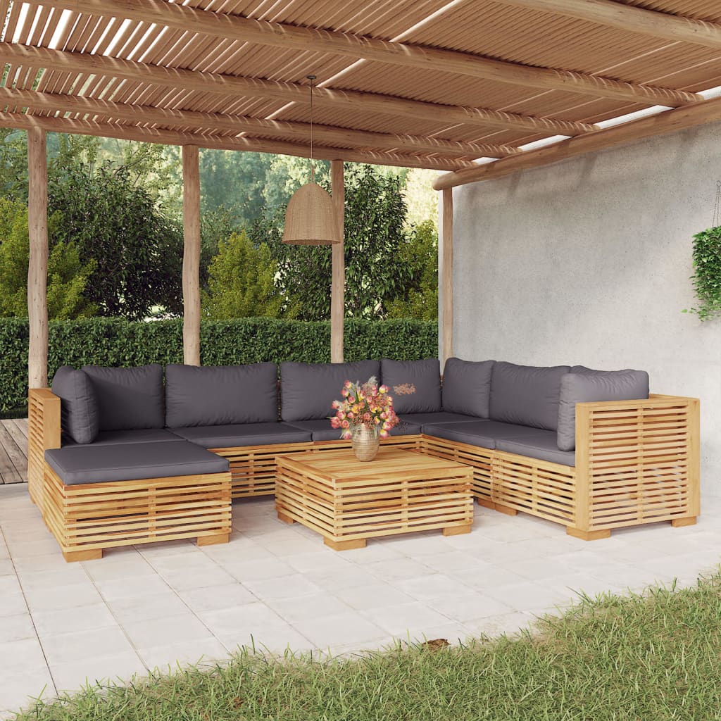 3 Piece Garden Lounge Set With Cushions Solid Wood Teak