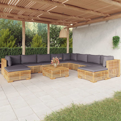 3 Piece Garden Lounge Set With Cushions Solid Wood Teak