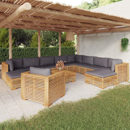 3 Piece Garden Lounge Set With Cushions Solid Wood Teak