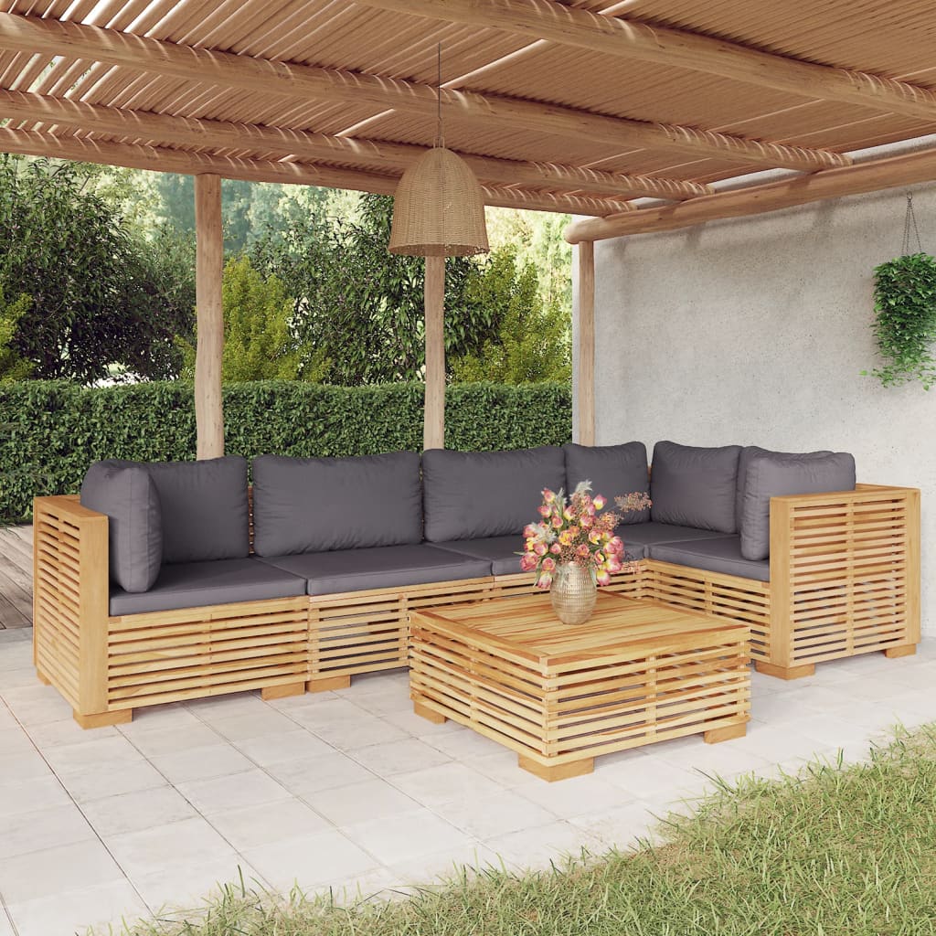 3 Piece Garden Lounge Set With Cushions Solid Wood Teak