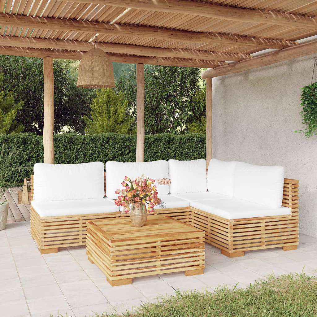 3 Piece Garden Lounge Set With Cushions Solid Wood Teak
