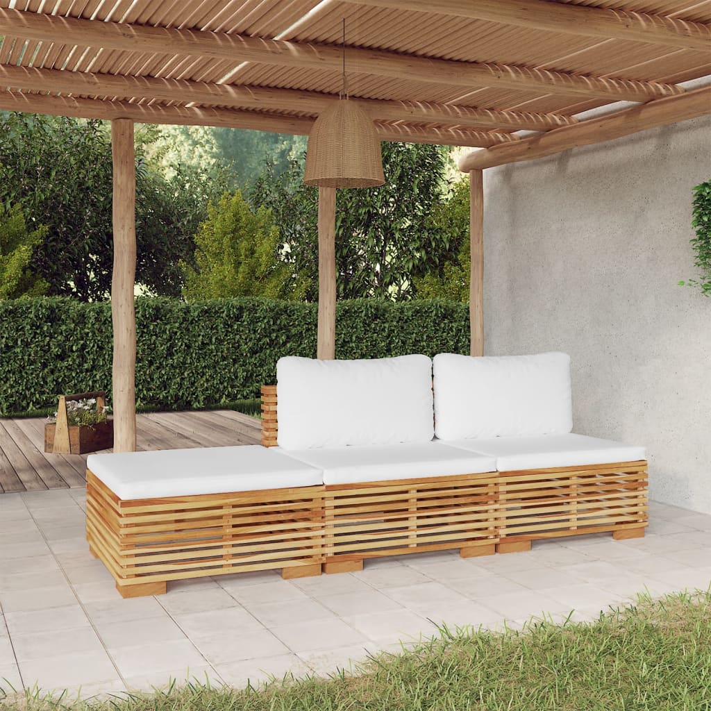 3 Piece Garden Lounge Set With Cushions Solid Wood Teak