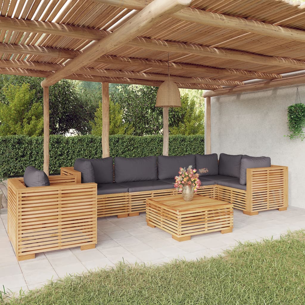 3 Piece Garden Lounge Set With Cushions Solid Wood Teak