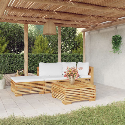 3 Piece Garden Lounge Set With Cushions Solid Wood Teak