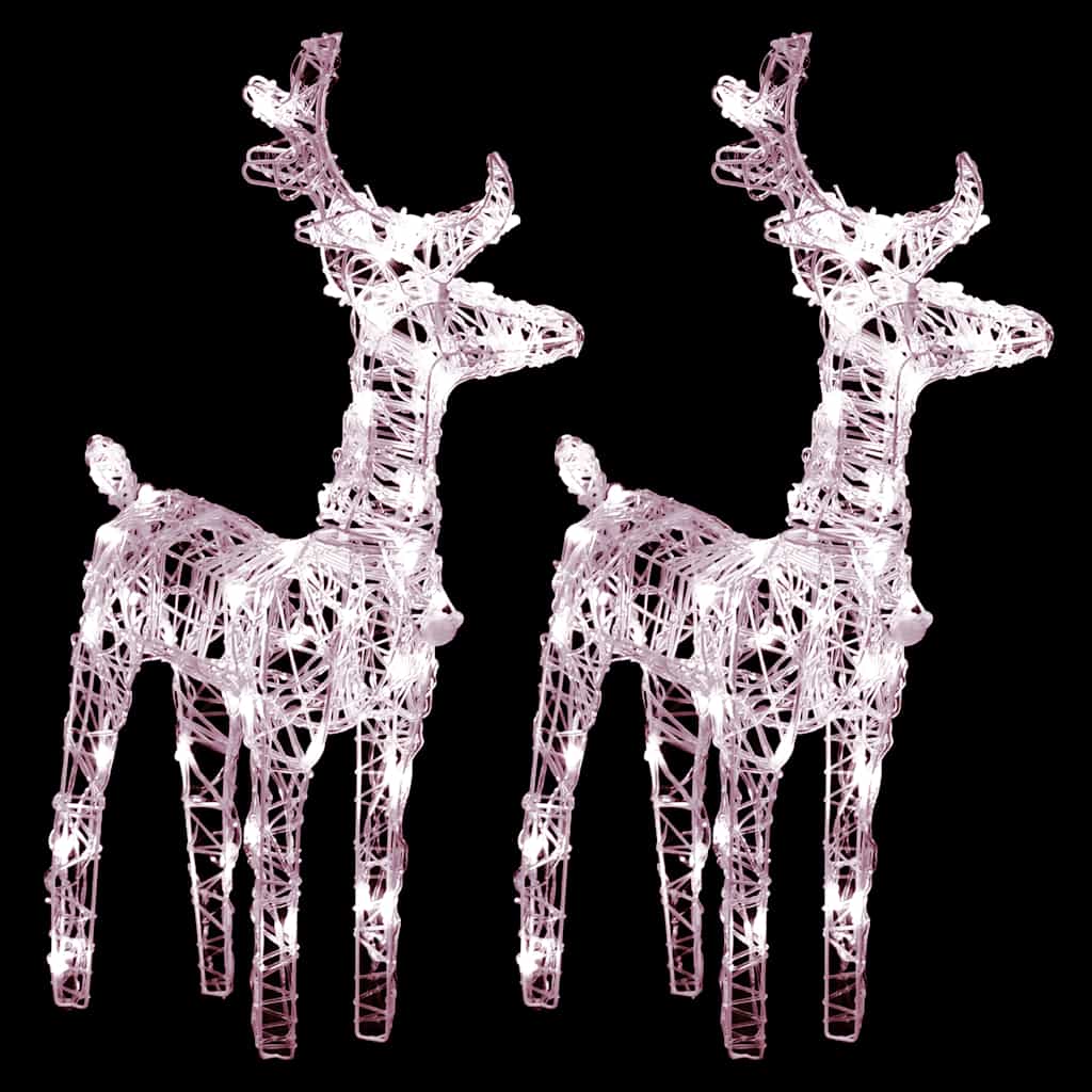 Christmas Reindeers 2 Pcs 80 Leds Acrylic