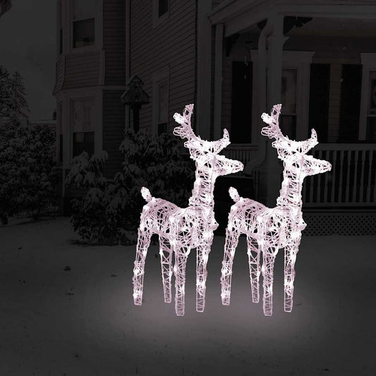 Christmas Reindeers 2 Pcs 80 Leds Acrylic