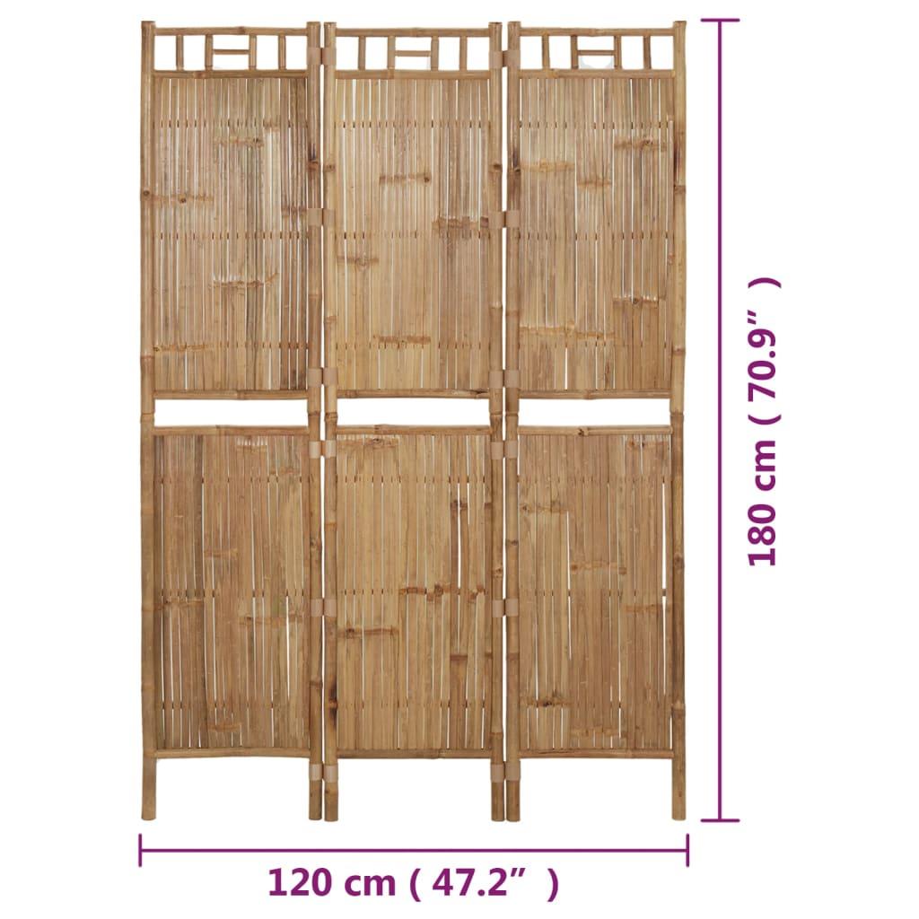 3-Panel Room Divider Bamboo