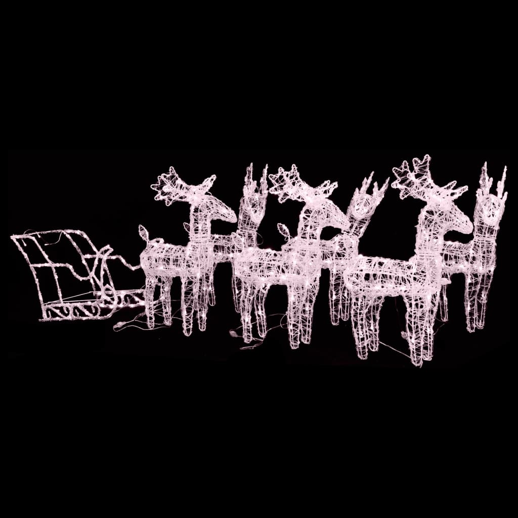 Reindeers & Sleigh Christmas Decoration 160 Leds 130 Cm Acrylic