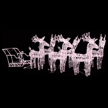 Reindeers & Sleigh Christmas Decoration 160 Leds 130 Cm Acrylic
