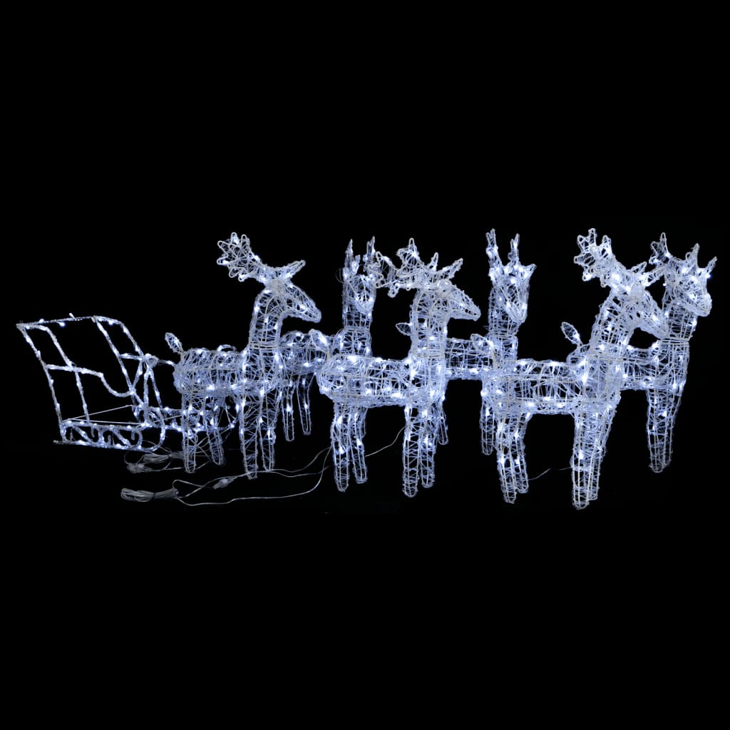 Reindeers & Sleigh Christmas Decoration 160 Leds 130 Cm Acrylic
