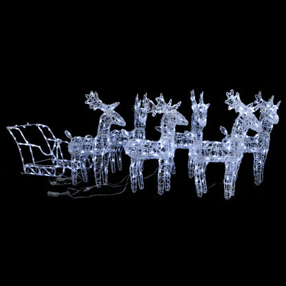 Reindeers & Sleigh Christmas Decoration 160 Leds 130 Cm Acrylic