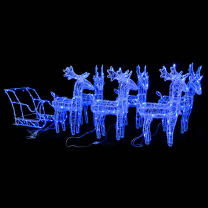 Reindeers & Sleigh Christmas Decoration 160 Leds 130 Cm Acrylic