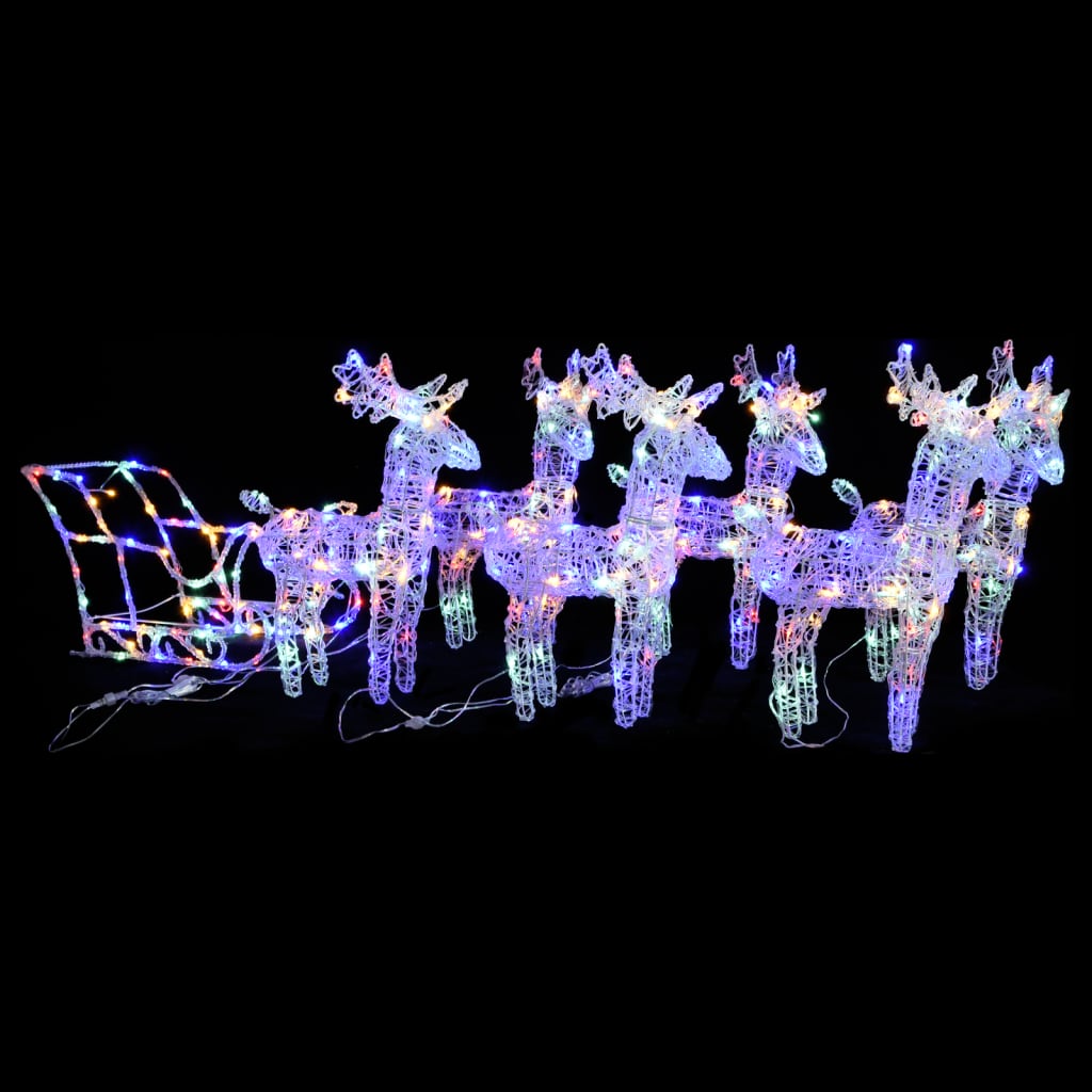 Reindeers & Sleigh Christmas Decoration 160 Leds 130 Cm Acrylic