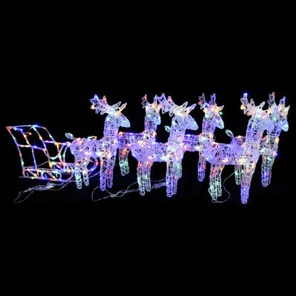 Reindeers & Sleigh Christmas Decoration 160 Leds 130 Cm Acrylic