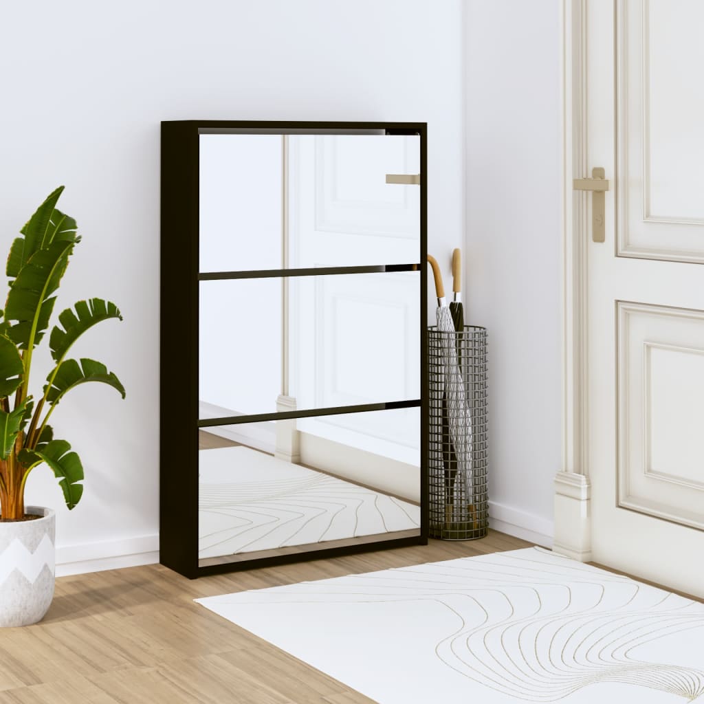 Shoe Cabinet 2-Layer Mirror 63X17X
