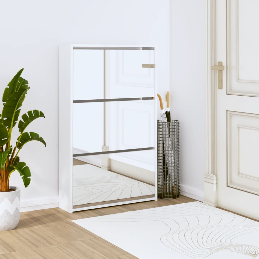Shoe Cabinet 2-Layer Mirror 63X17X