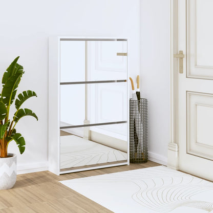 Shoe Cabinet 2-Layer Mirror 63X17X