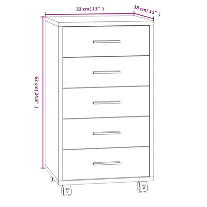 Drawer Cabinet With Castors Engineered Wood