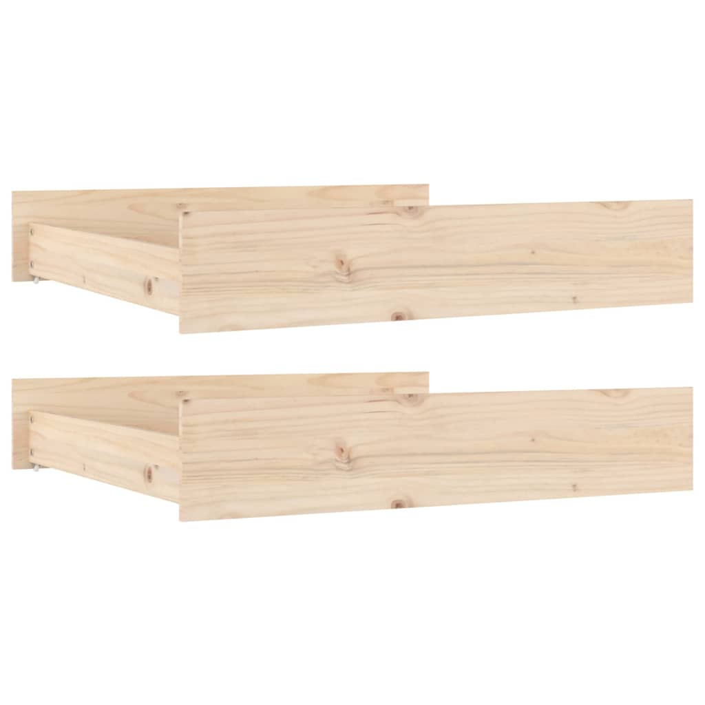 Bed Drawers 2 Pcs Solid Wood Pine