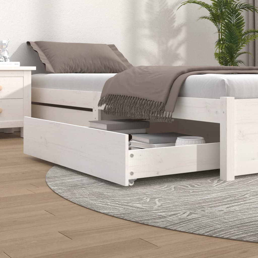Bed Drawers 2 Pcs Solid Wood Pine