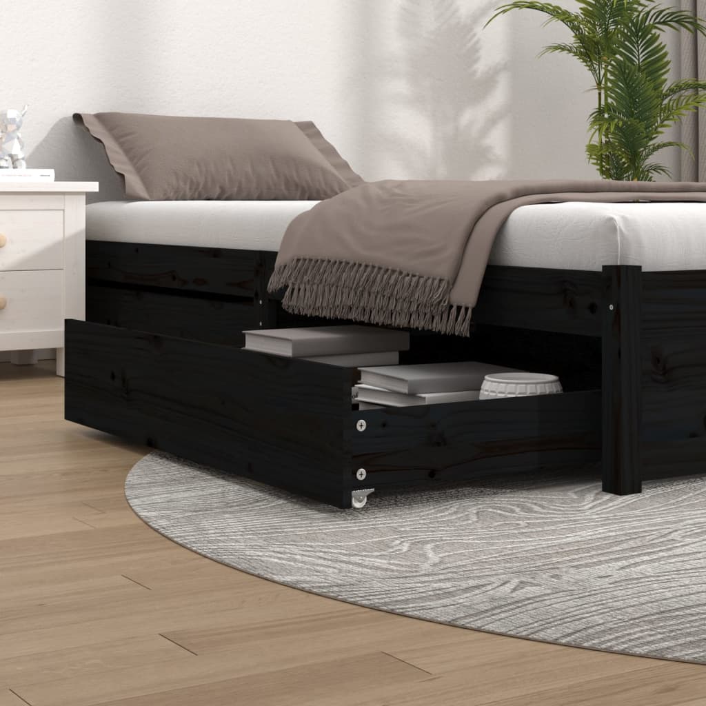 Bed Drawers 2 Pcs Solid Wood Pine