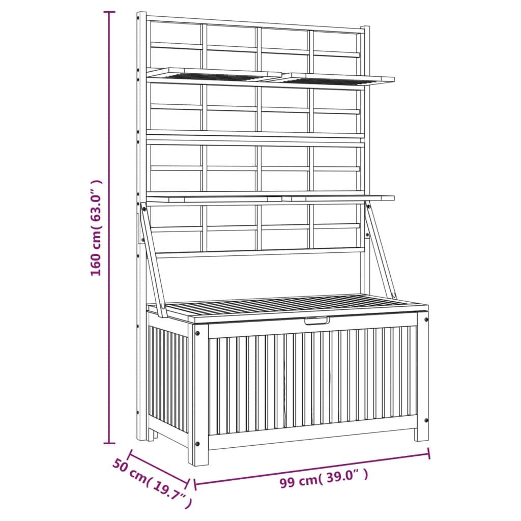 Storage Box With Trellis 99X50X160 Cm Solid Wood Acacia