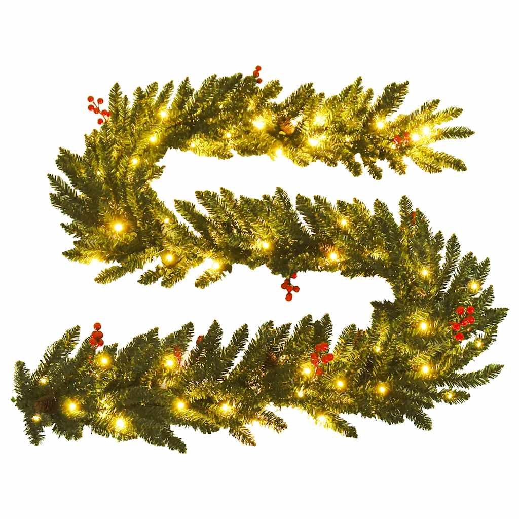 Artificial Christmas Trees 2 Pcs With Wreath, Garland And Leds