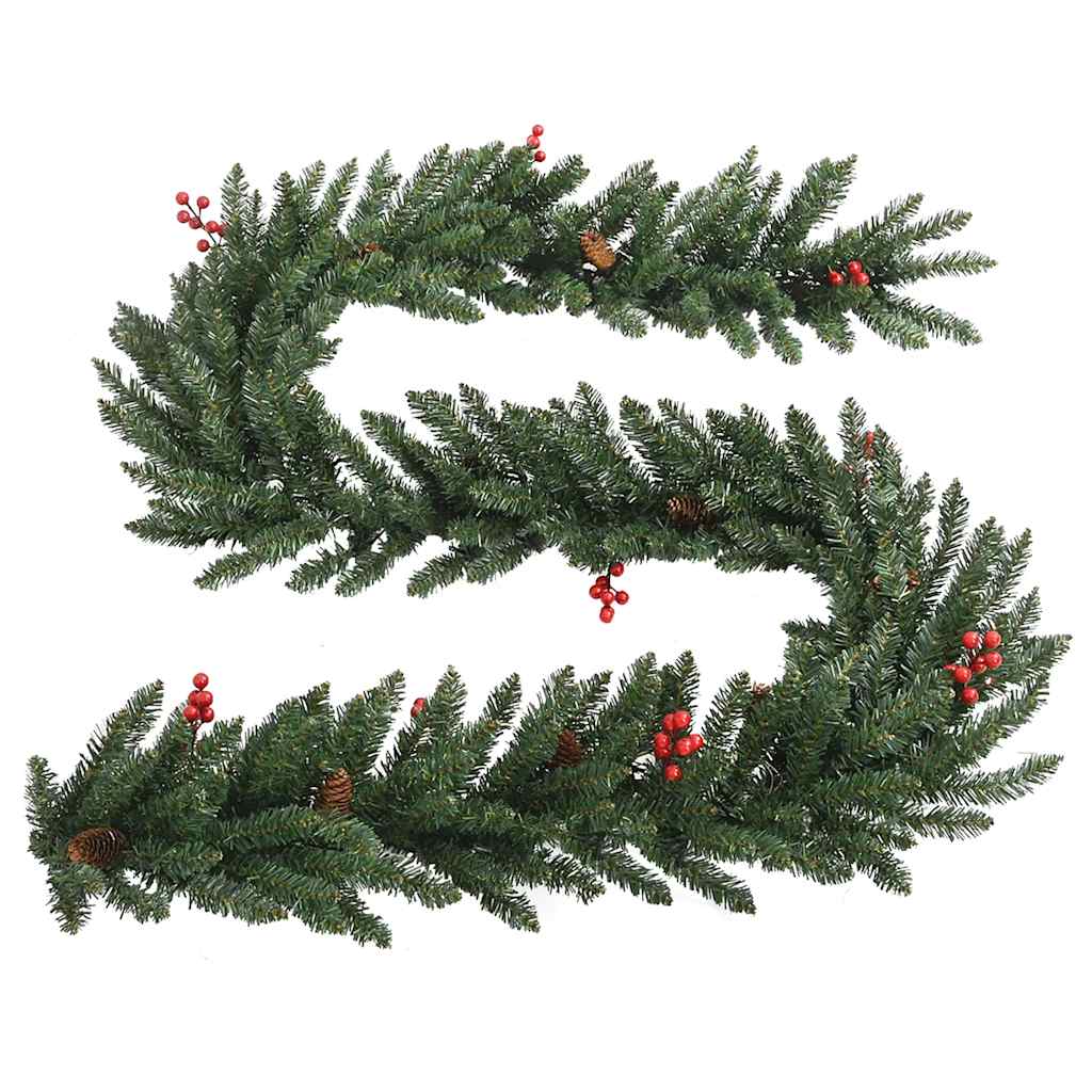 Artificial Christmas Trees 2 Pcs With Wreath, Garland And Leds