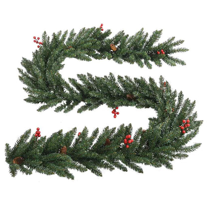 Artificial Christmas Trees 2 Pcs With Wreath, Garland And Leds