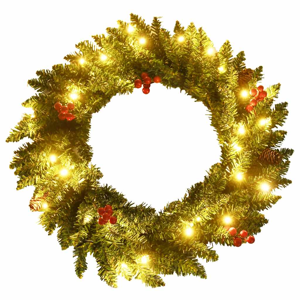 Artificial Christmas Trees 2 Pcs With Wreath, Garland And Leds