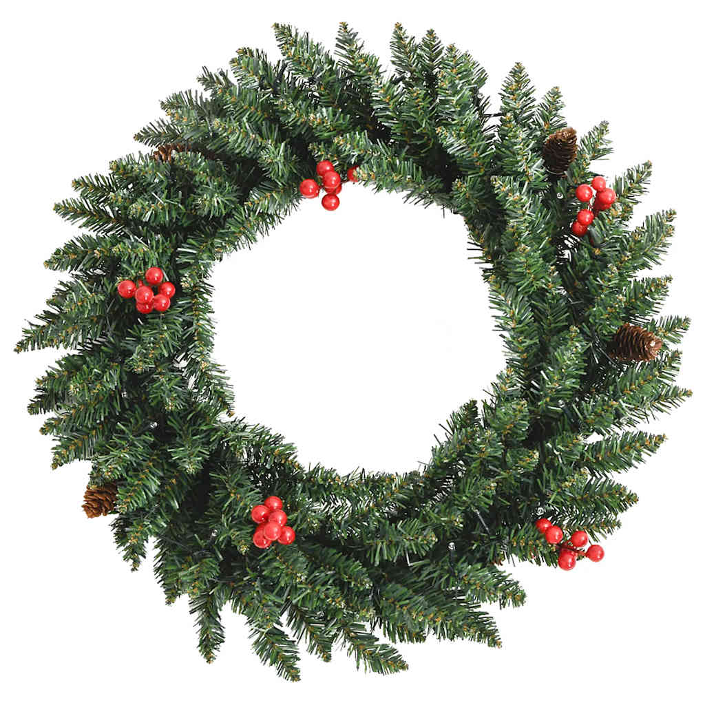 Artificial Christmas Trees 2 Pcs With Wreath, Garland And Leds
