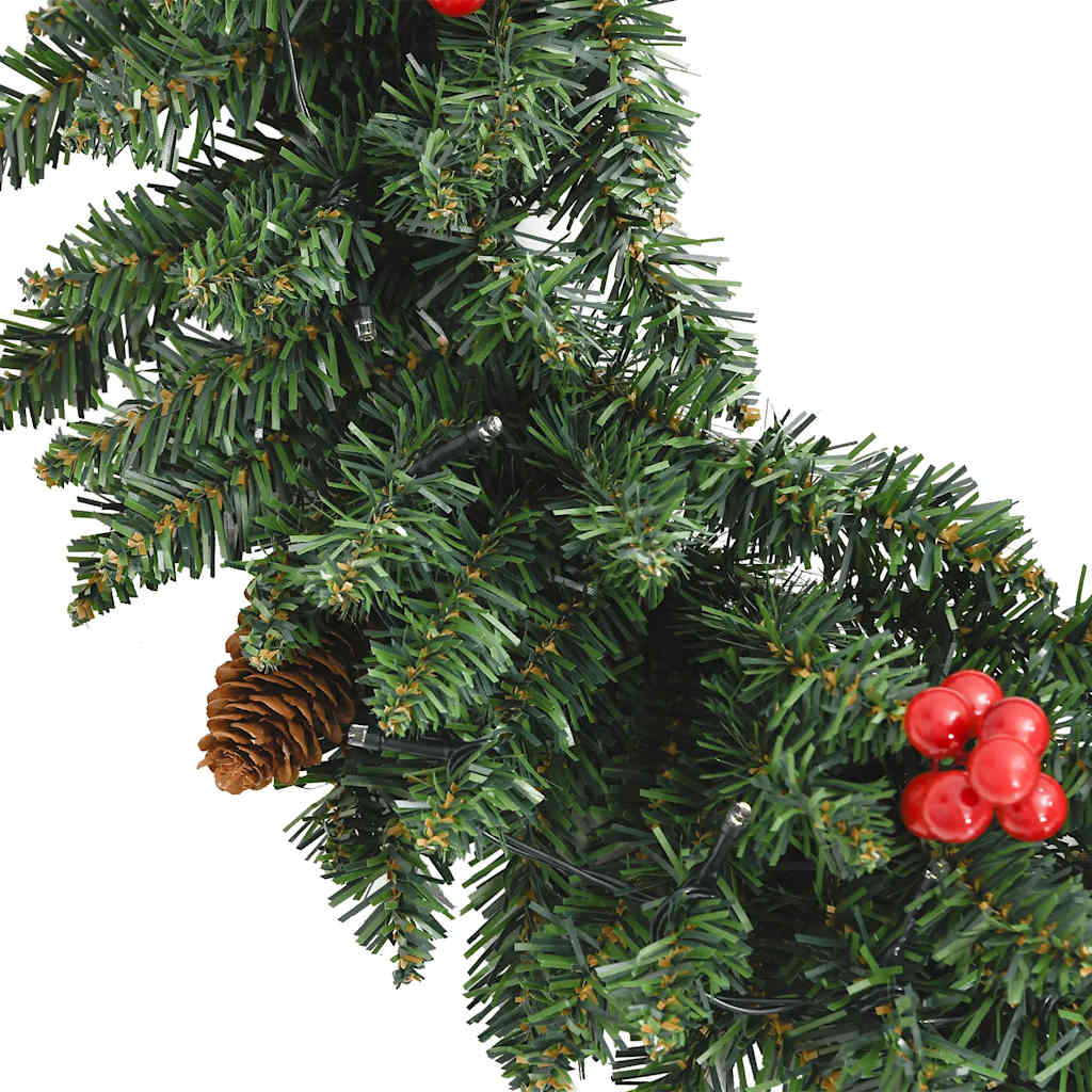 Artificial Christmas Trees 2 Pcs With Wreath, Garland And Leds