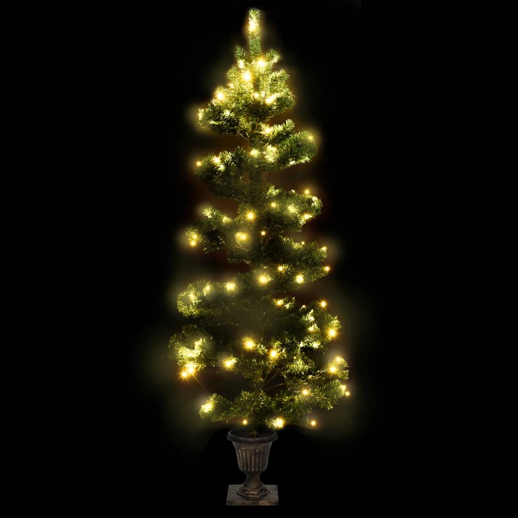 Swirl Pre-Lit Christmas Tree With Pot 120 Cm Pvc