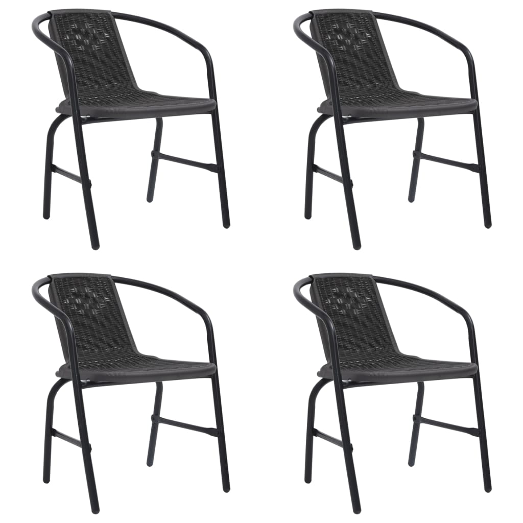 Garden Chairs 4 Pcs Plastic Rattan And Steel 110 Kg