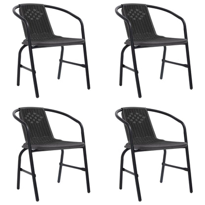 Garden Chairs 4 Pcs Plastic Rattan And Steel 110 Kg
