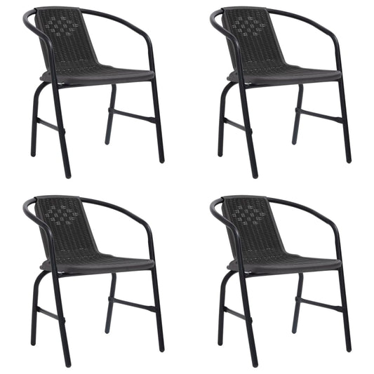 Garden Chairs 4 Pcs Plastic Rattan And Steel 110 Kg
